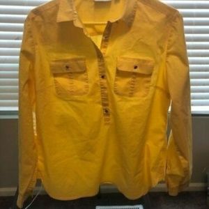 New York and Company Yellow 3/4 Button Down Shirt